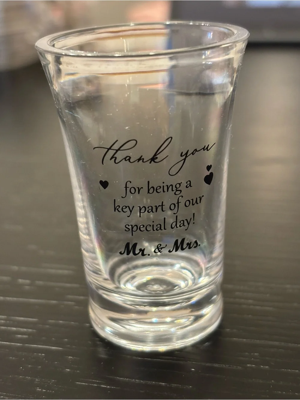 Wedding Favors Thank You Shot Glass - Clear Plastic